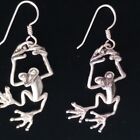 Sterling Silver 925 Hanging Tree Frog Dangle Earrings Adorable Wildlife Jewelry