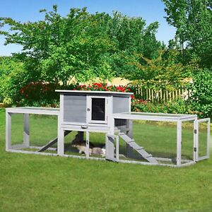 COZIWOW Extra Large Rabbit Hutch Bunny Hutch Outdoor 94.5”L Wooden Rabbit Cage