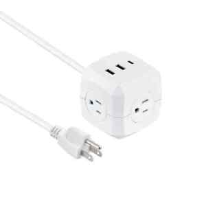 COMMERCIAL ELECTRIC 5 ft. Extension Cord 3-Outlet 3-USB Cube Power Strip White