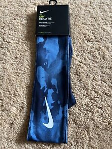 Nike Dri-Fit Dry Head Tie Headband Bandana Color Blue Blue White