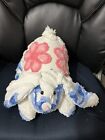 New ListingHandmade White Blue Pink Floral Chenille Antique Bedspread Bunny Rabbit
