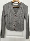 Zara Women button up long sleeve cropped top Cable knit cardigan M size