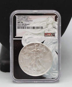 2021 NGC MS70 S$1 .999 1oz Silver Eagle Heraldic Eagle T-1 Final T-1 Production