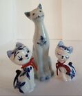 New ListingVintage Blue Delft Trio of Kitty Cats Figurines Handpainted By Elesva