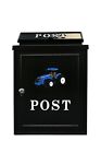 Aluminium, Lockable Mailbox / Letterbox with Blue Ford New Holland Tractor Motif