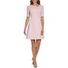 DKNY Womens Pink Knit Foldover Cocktail Fit & Flare Dress 4 BHFO 7071