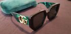 Gucci GG 0956S 001 Black Green Cat Eye Grey Lens Oversized Sunglasses  54mm
