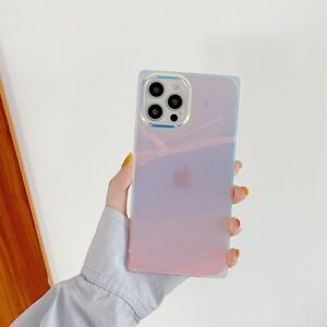Square Purple Laser Colorful Cover Case For iPhone 15 14 13 12 11 Pro Max Plus
