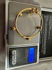 21 Kt Gold Hollow Bangle Hoop+ Ball Lab Created Ruby Screw On Clasp(9.14g)