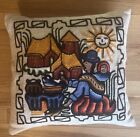 Peruvian Embroidered Boho Pillow Cushion Cover Folk Art South America 15x16