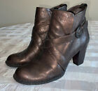 $150 WORN 3X(?) Born CHRISTINA Ankle Boots Metallic Bronze Leather Bootie W91647
