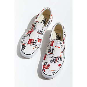 Vans Slip On Skate Shoes Packing Tape Blanc De Blanc Red VN0A4U38WN4