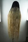 Black with Blonde Tips Braided Wig, Extra Long Braids