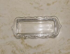 Vintage Clear Glass Butter Pickle Dish Scalloped Edges