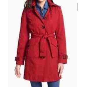 MICHAEL Michael Kors Womens 2 in 1 Trench Coat w/ Detachable Hood Maroon Size L