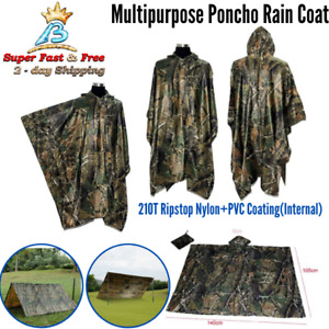 Rain Poncho Men Military Camo Rain Poncho Waterproof Mens Rain Poncho Nylon NEW