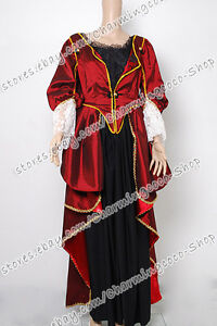 Pirates Of The Caribbean Cosplay Costume Elizabeth Red Lace Dress Costume Beauty