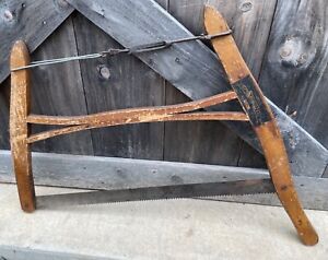Antique SIMONDS Cross Cut Bow Saw Original Wood Blade # 104 ~ Great etch!