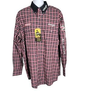 Wrangler PBR Rodeo Button Up Plaid Shirt Embroidered Men's Size XLT NWT
