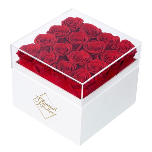 Glamour Boutique 16-Piece Forever Rose Acrylic White Gift Box - Preserved Roses