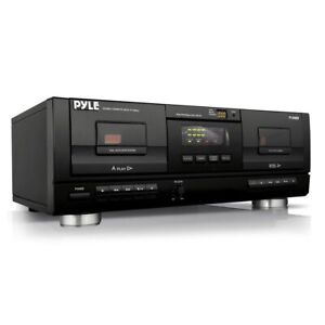 Pyle Dual Stereo Cassette Deck Player System & Audio Recording with USB