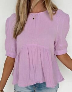 New! Womens lavender baby doll peplum top size large