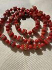 ANTIQUE Red FIORATO  Glass Bead Necklace 20” Original Thread