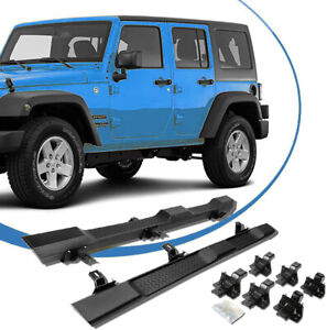 For 2007-2018 Jeep Wrangler JK 4 Door Running Boards Side Steps Nerf Bars Black (For: Jeep Wrangler JK)