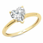 1 ct Heart Cut Lab Created Diamond Stone 18K Yellow Gold Solitaire Ring