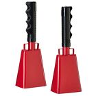 2 Pack Large Red Metal Cowbells for Football Games, 9