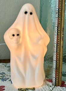 New ListingVintage Plastic Halloween Lamp/Light - White Ghost Holding Skull by Empire USA
