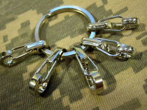 U.S. Seller 5Pcs SF EDC Snap Clip Hook Keychain with Key Ring Chrome finish