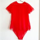 Vtg Hollywood Vassarette Red Sheer Babydoll Button Duster Robe & Panties Size 34