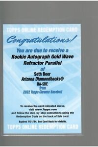 New ListingSETH BEER ROOKIE GOLD WAVE REFRACTOR AUTO /50 2022 TOPPS CHROME BASEBALL