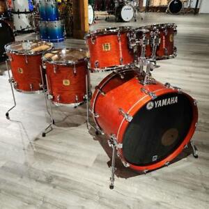 Used Yamaha Oak Custom 5pc Drum Set Matte Sedona Red - Excellent