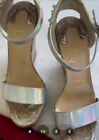 CHristian Louboutin Silver wedge with silver studs size 38 AUTHENTIC