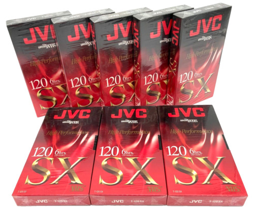New ListingJVC 8 VHS Blank Tape Lot SX High Performance 120 T-120 SX Factory SEALED New!