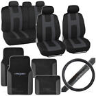 14Pc Seat Cover, Floor Mat & Steering Wheel Cover - Rome Sport Black / Charcoal (For: 2010 Jeep Wrangler)