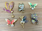 Vintage Style Fairy & Butterfly Brooch Pin Bundle Lot (Set of 6)