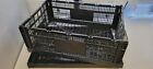 2 x Collapsible Crate Plastic Bin Container Stackable Storage W/ Handle USED