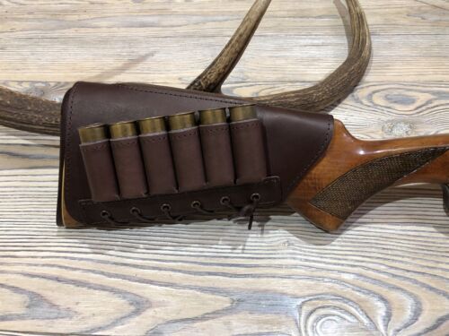 Real Leather Shotgun Buttstock Shell Holder Cover Cheek Rest Padded 12 ga 20 ga