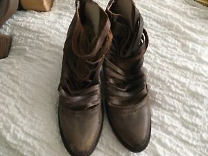Freebird Strappy Booties Distressed Brown Size 9
