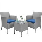 3-Piece Wicker Furniture Set,Outdoor Patio Conversation Furniture Set w/Cushions