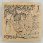 Wood & Rubber Stampa Rosa House Mouse Designs 1999 Kitty Snuggle Stamp 390G