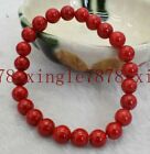 Natural 6/8/10/12/14mm South Sea Red Coral Gemstone Beads Stretchy Bracelet 7.5
