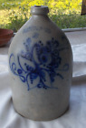 1860 Primitive Julius Norton Bennington Stoneware JUG #2Crock Jar Blue Design
