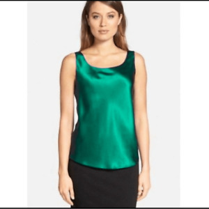 Lafayette 148 New York 100% Silk Tank Top in Emerald Green Size 16