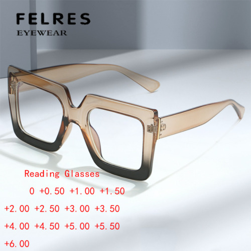 Square Anti Blue Light Reading Glasses For Women Full Frames Oversize Glasses