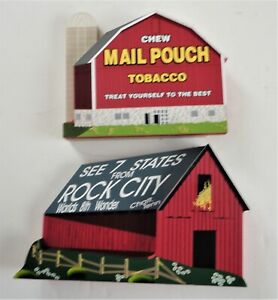 New Listing2 Shelia’s Collectibles Mail Pouch Tobacco & Rock City Barn Wooden Shelf Sitter