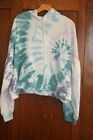 NWT GREEN AND PURPLE TIE DYED PULLOVER CROPPED SWEATSHIRT BY LUCKY BRAND ~ XL
